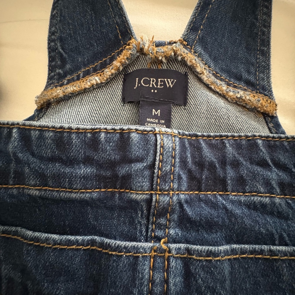 J. Crew Dark Blue Denim Cropped Overalls